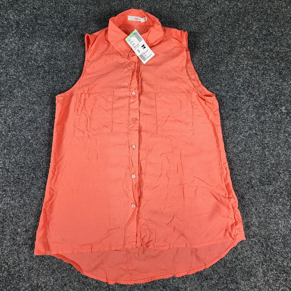 NWT PAPAYA Sleeveless Button Up Summer Blouse Pink Women's Size‎ Small Designer